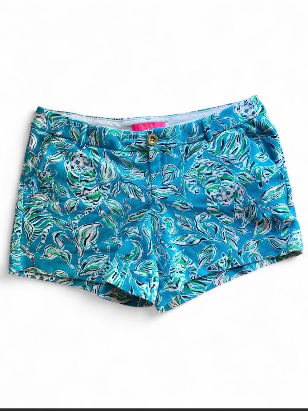 Lilly Pulitzer Tiger Jungle Print Shorts Size 6 Blue Green